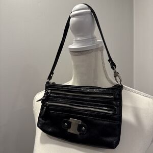 Franco Sarto Wristlet Wallet Small Pockets Fabric Lining Black Zipper